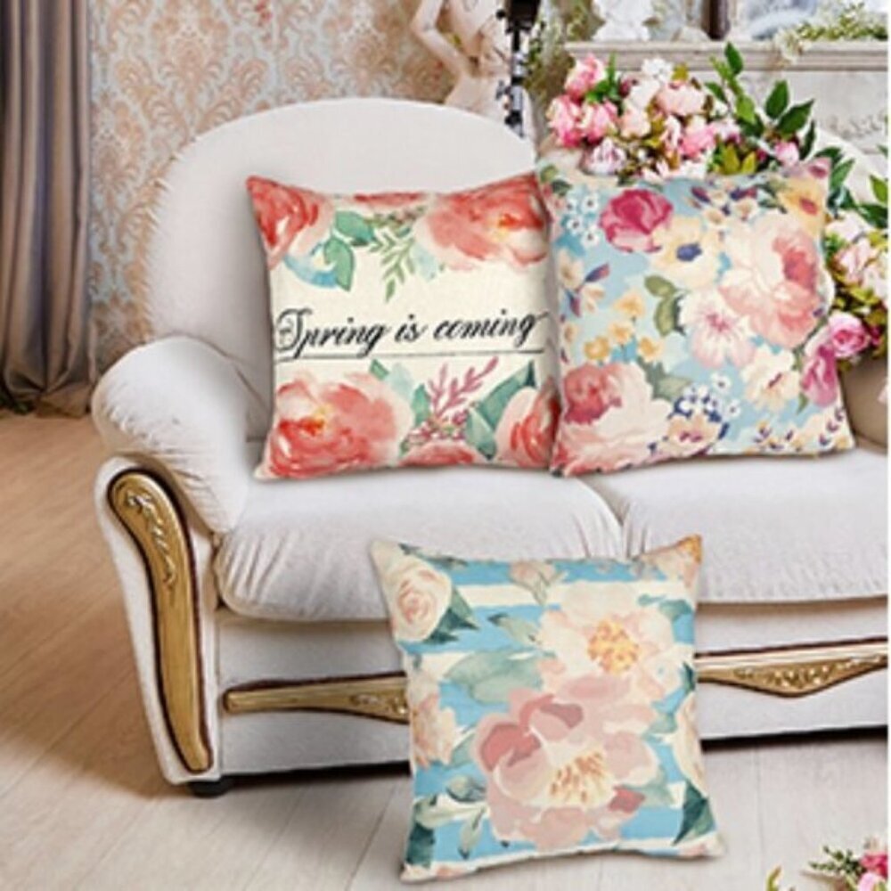 New Spring Pillow Covers 3 PCS 18 x 18 Inch Throw Pillow Covers